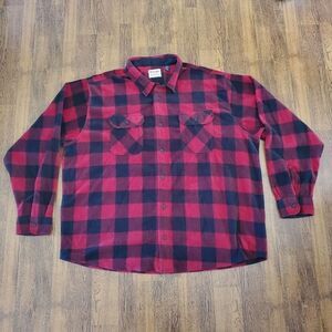 Wrangler Mens Sz 3XL Shirt Red Black Buffalo Plaid Shacket Fleece Jacket